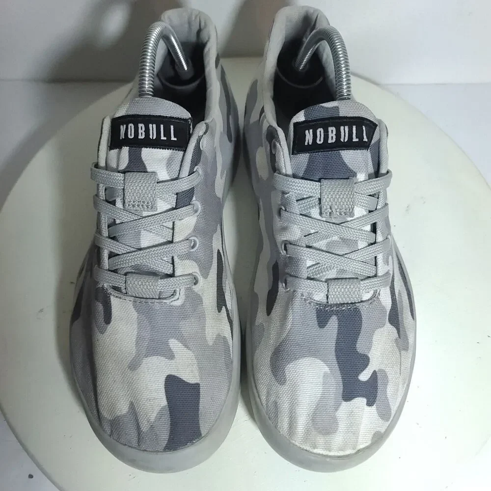 NOBULL Camo Canvas Trainers Women's Size 8.5 Gray Black White Sneakers Shoes